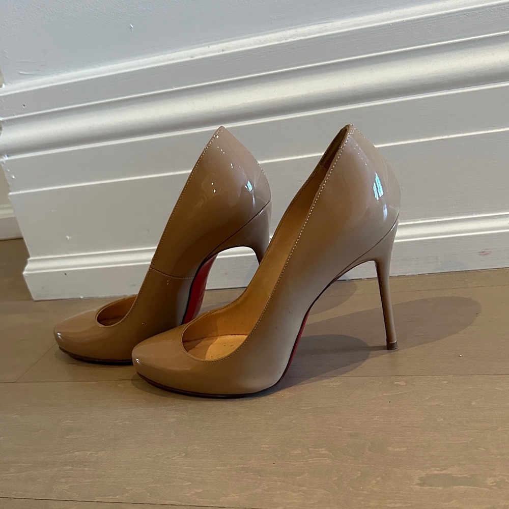 Christian Louboutin Tan Patent Leather Heels